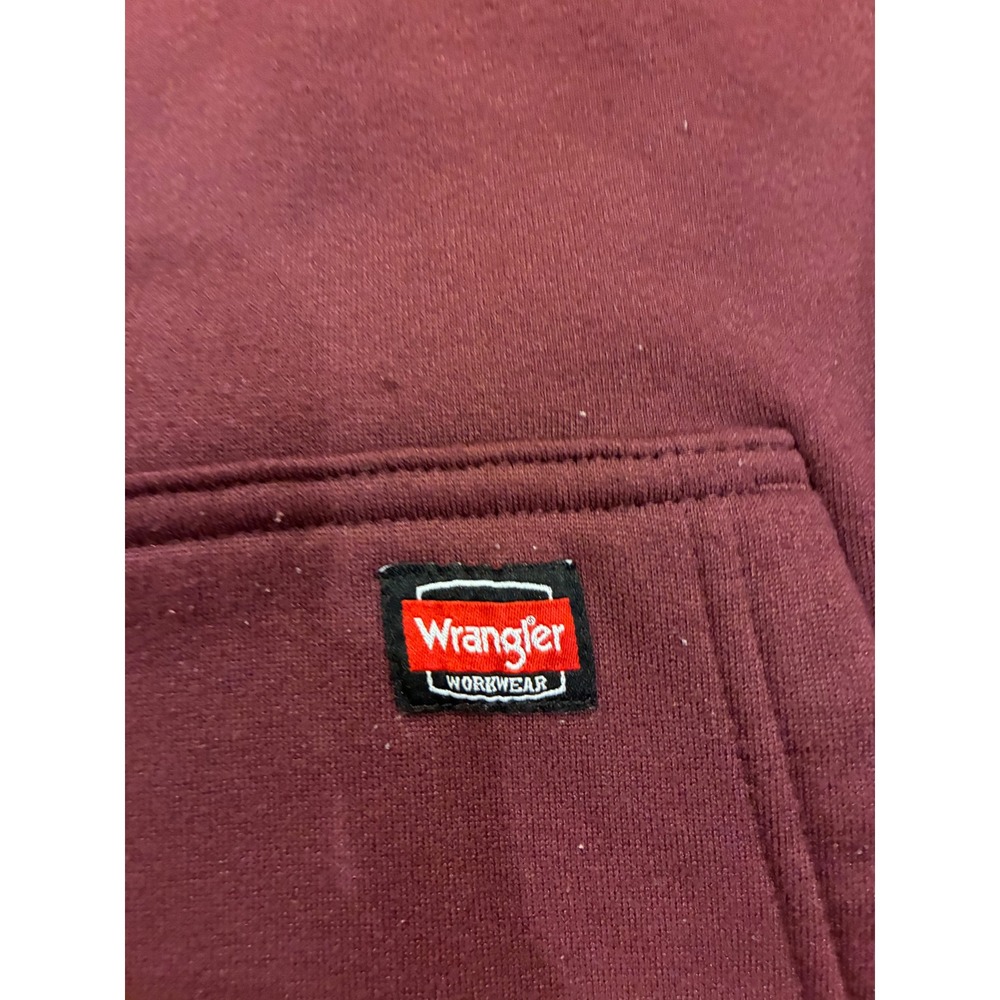 Wrangler Workwear Mens Sherpa Lined Hooded Sweatshirt Maroon XL Hoodie Burgundy - Picture 2 of 6
